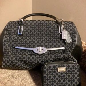 Black Coach purse and wallet matching set